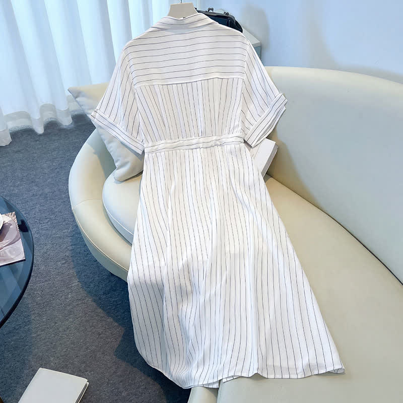 Plus-Size Striped Belted Skirt Midi Dress - image 6