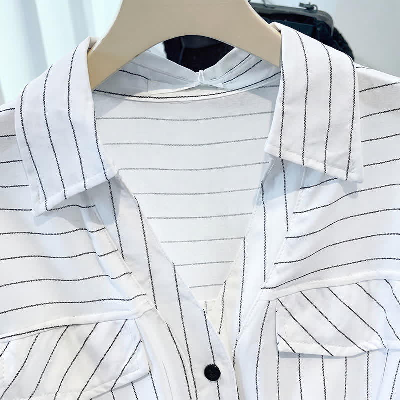 Plus-Size Striped Belted Skirt Midi Dress - image 1
