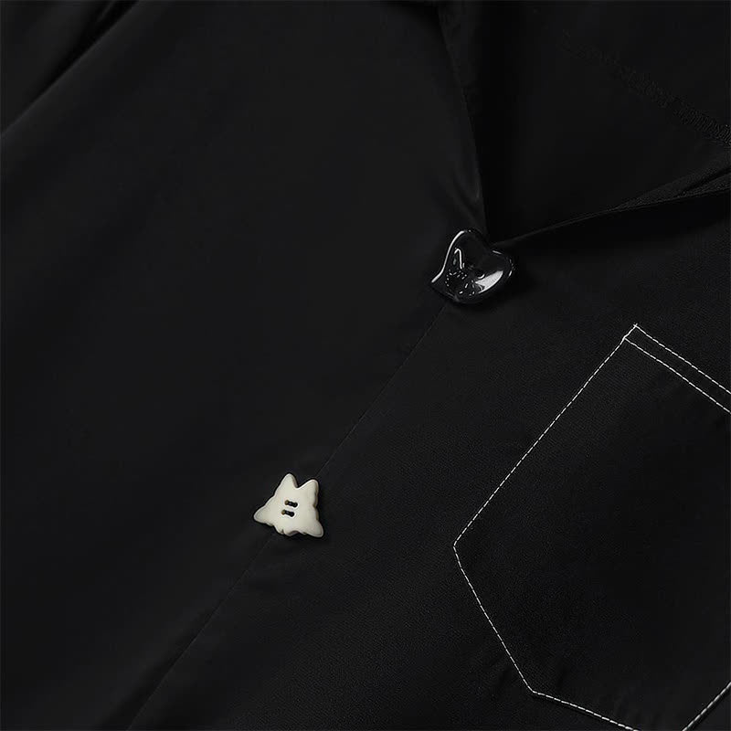 Plus Size Contrast Stitch Camp Collar Shirt Blouse - image 3