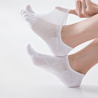 Breathable Bamboo Five Toe No Show Sokcs(3 Pairs) - White - EU36-45(US3-11) - image 1