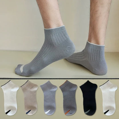 Casual Ribbed Bamboo Ankle Socks (5 Pairs) - Multicolor - EU36-44(US3-10) - image 0
