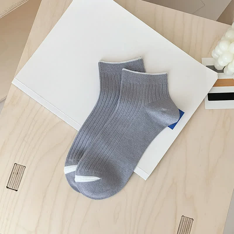 Casual Ribbed Bamboo Ankle Socks (5 Pairs) - Grey - EU36-44(US3-10) - image 14