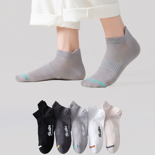 Breathable Cushioned Ankle Socks (5 Pairs) - Multicolor - EU36-44(US3-10) - image 0