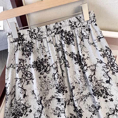 Plus Size Ink Floral Knot Detail Top And Skirt Set - image 2