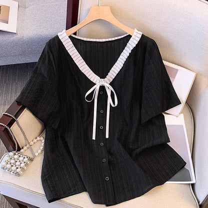Plus Size Ruffle Tie Neck Top - image 6