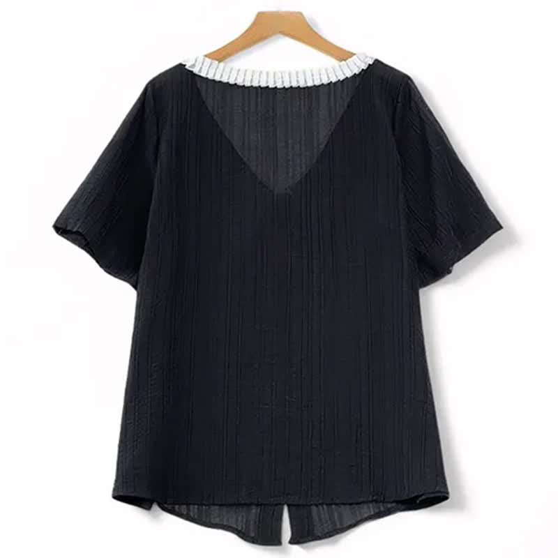 Plus Size Ruffle Tie Neck Top - image 1