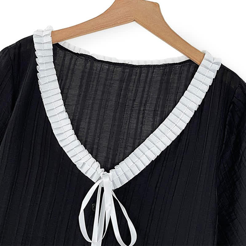 Plus Size Ruffle Tie Neck Top - image 2