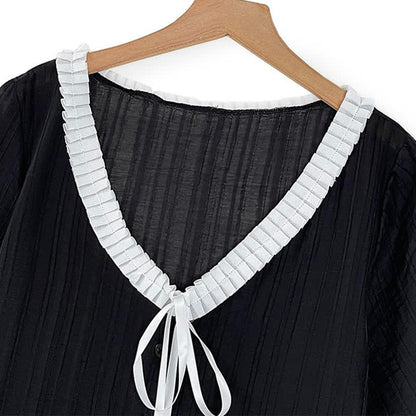 Plus Size Ruffle Tie Neck Top - image 2