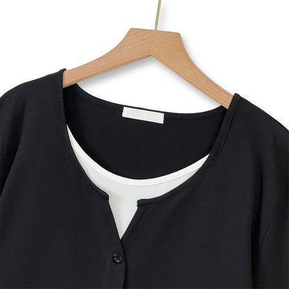 Soft Cotton Blend Contrast Trim Skirt Set - image 1