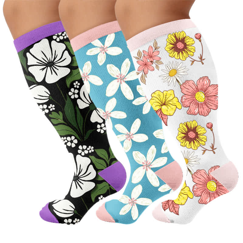 Plus Size Pastel Bloom Compression Socks - image 7