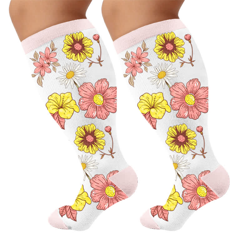 Plus Size Pastel Bloom Compression Socks - image 10