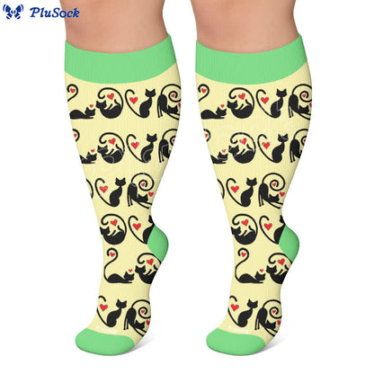 Plus Size Red Stripe Cat Compression Socks - image 4