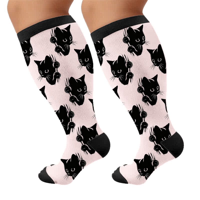 Plus Size Red Stripe Cat Compression Socks - image 10