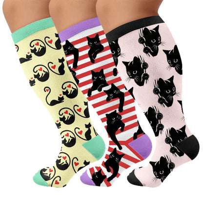 Plus Size Red Stripe Cat Compression Socks - image 7