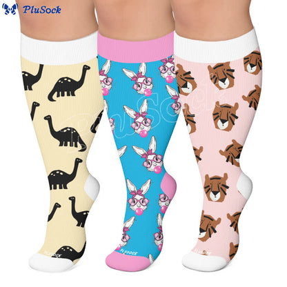Plus Size Colorblock Animal Compression Socks - image 0