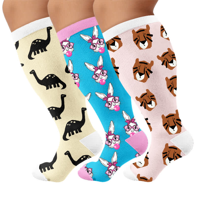 Plus Size Colorblock Animal Compression Socks - image 7