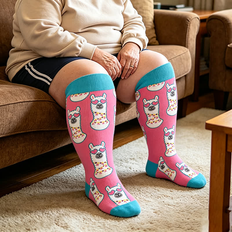 Plus Size Camel Palm Compression Socks - Pink - 4XL - image 2