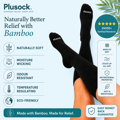 Plus Size Black Bamboo Compression Socks - image 1