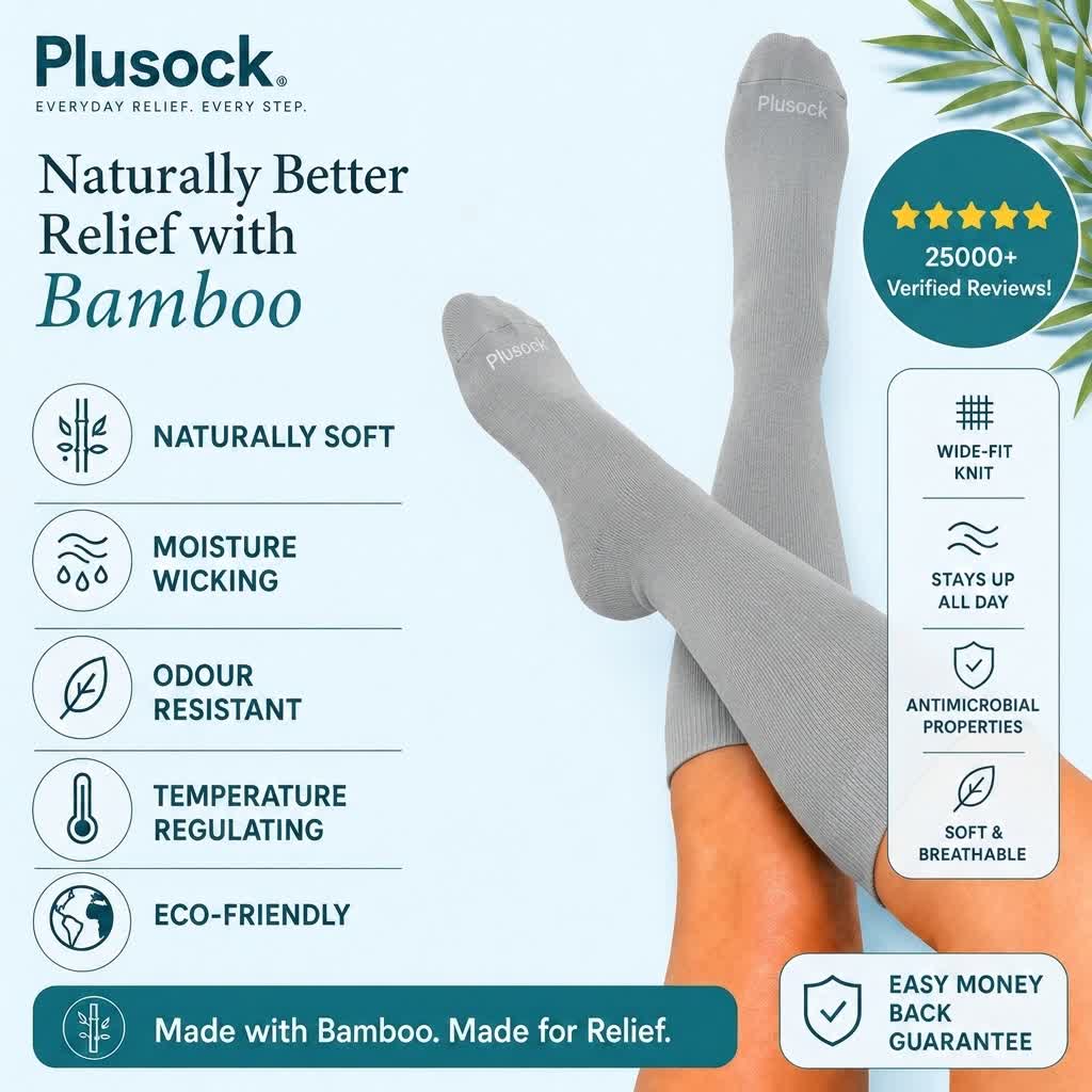 Plus Size Grey Bamboo Compression Socks - image 1