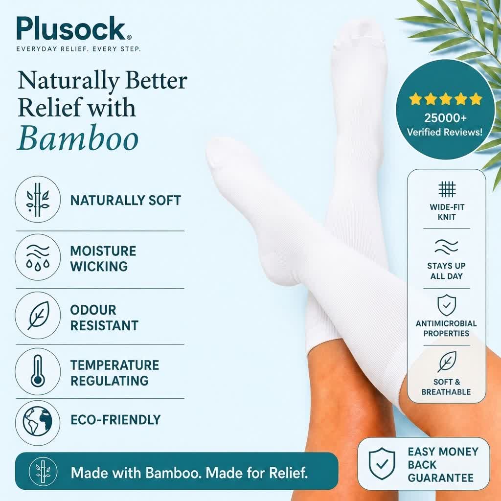 Plus Size White Bamboo Compression Socks - image 1