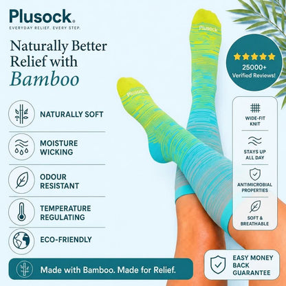 Plus Size Yellow Stripe Bamboo Compression Socks - image 1