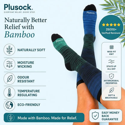 Plus Size Blue Stripe Bamboo Compression Socks - image 1