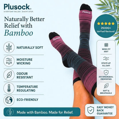 Plus Size Rose Stripe Bamboo Compression Socks - image 1