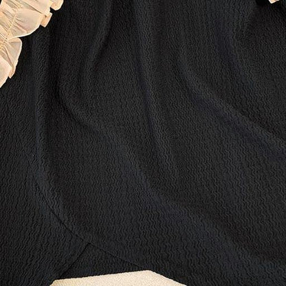 Plus Size Ruffle Trim Asymmetric Top and Flowy Midi Skirt Set - image 3