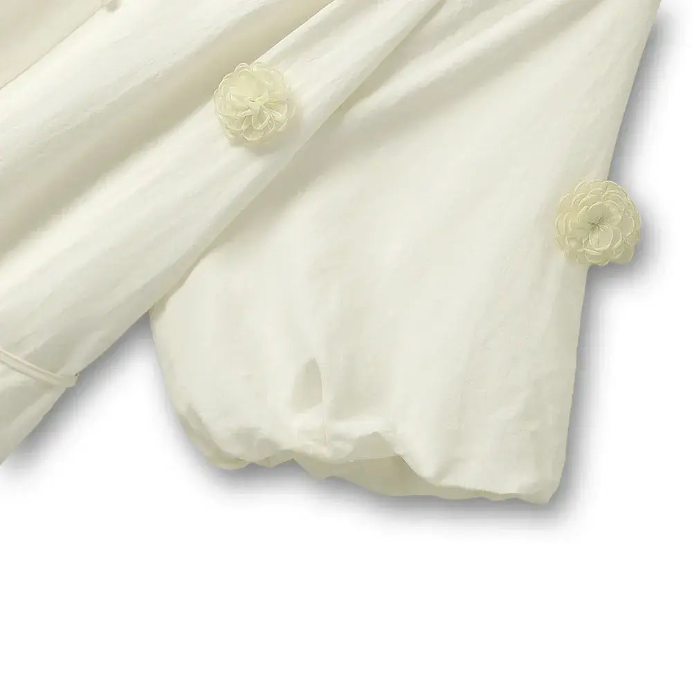 Soft Boho Tassel Tie Waist Ivory Midi Dress - image 3