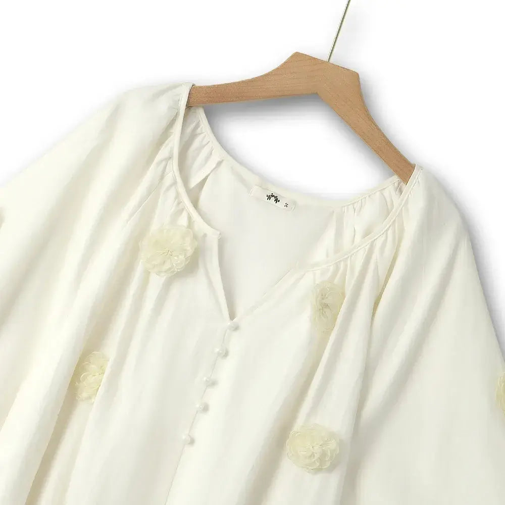 Soft Boho Tassel Tie Waist Ivory Midi Dress - image 1