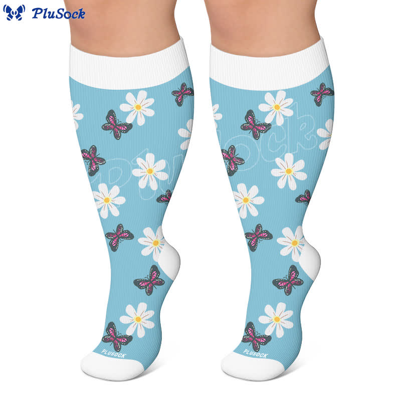 Plus Size Daisy Butterfly Compression Socks - image 5