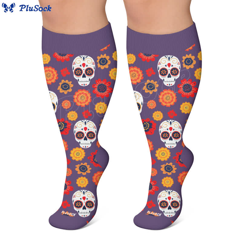 Plus Size Sugar Skull Compression Socks - image 7