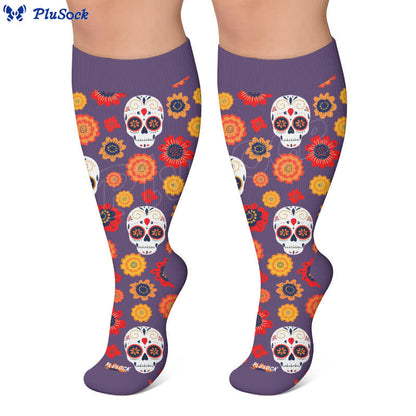Plus Size Sugar Skull Compression Socks - image 7