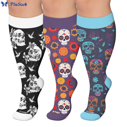 Plus Size Sugar Skull Compression Socks - image 0
