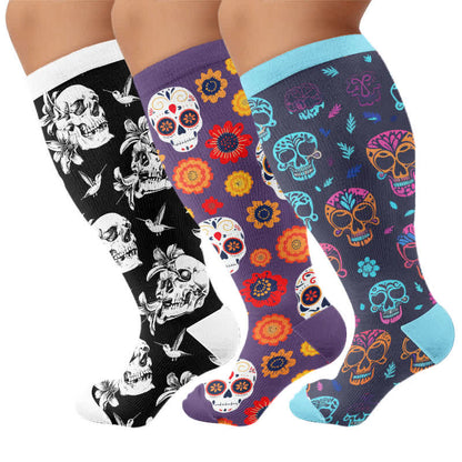 Plus Size Sugar Skull Compression Socks - image 4