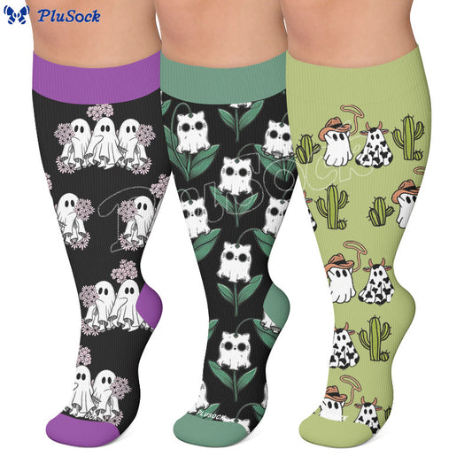 Plus Size Cute Spooky Compression Socks - image 0