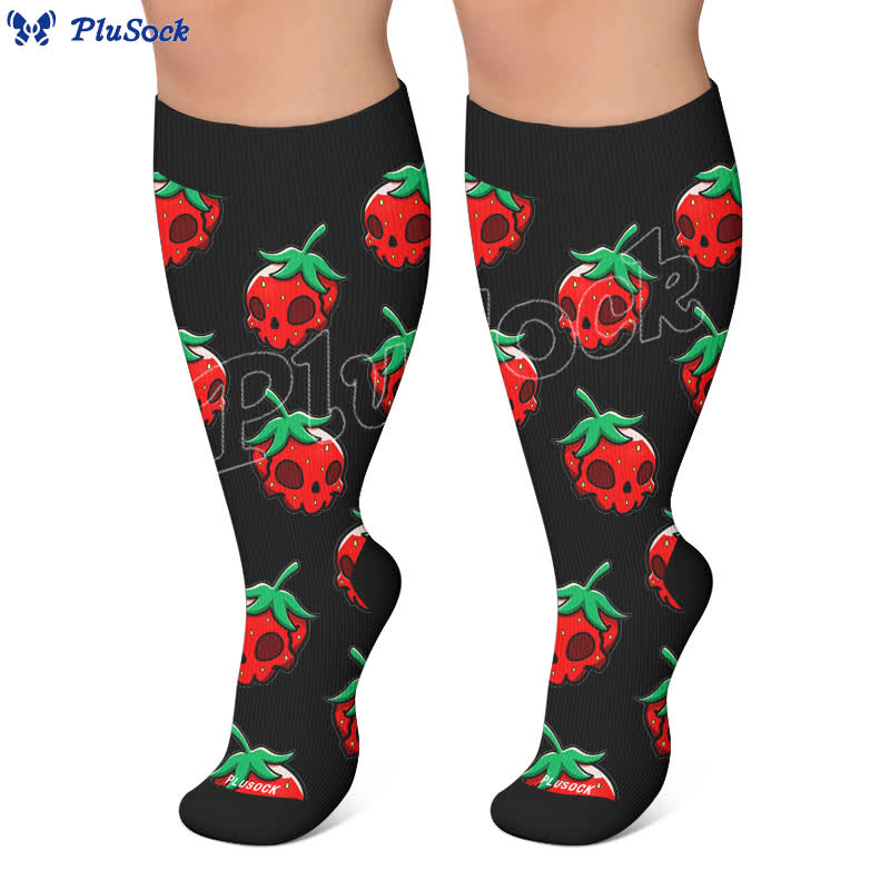 Plus Size Pink Skull Daisy Compression Socks - image 5