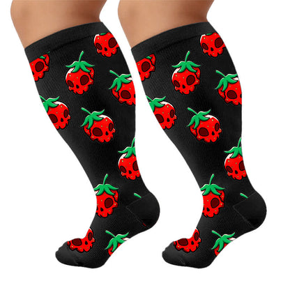 Plus Size Pink Skull Daisy Compression Socks - image 9