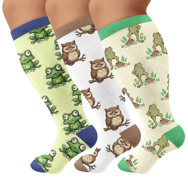 Plus Size Frog Owl Compression Socks - image 7