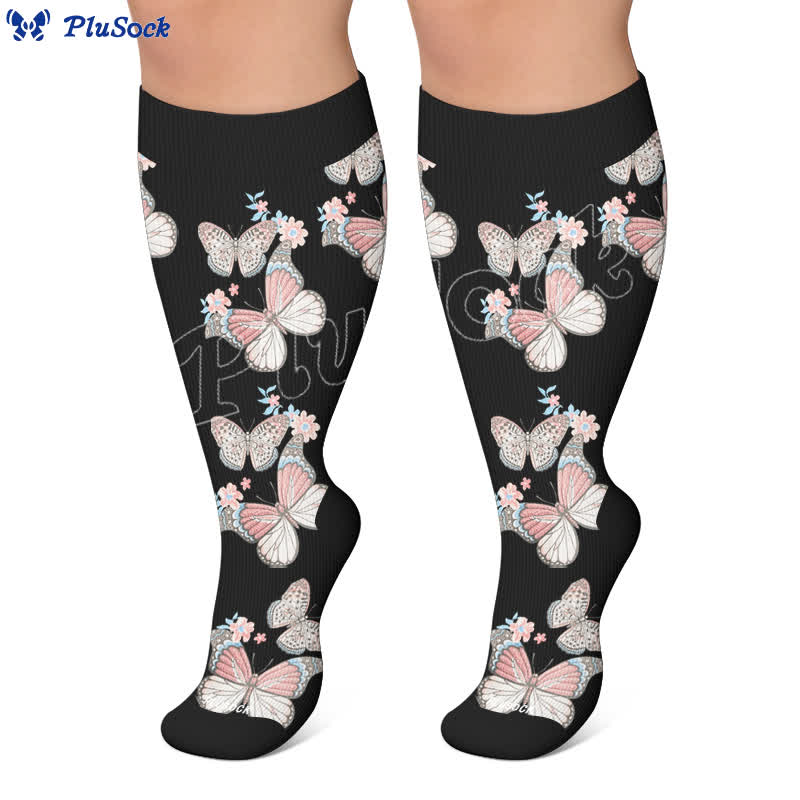 Plus Size Floral Flutter Compression Socks - image 4