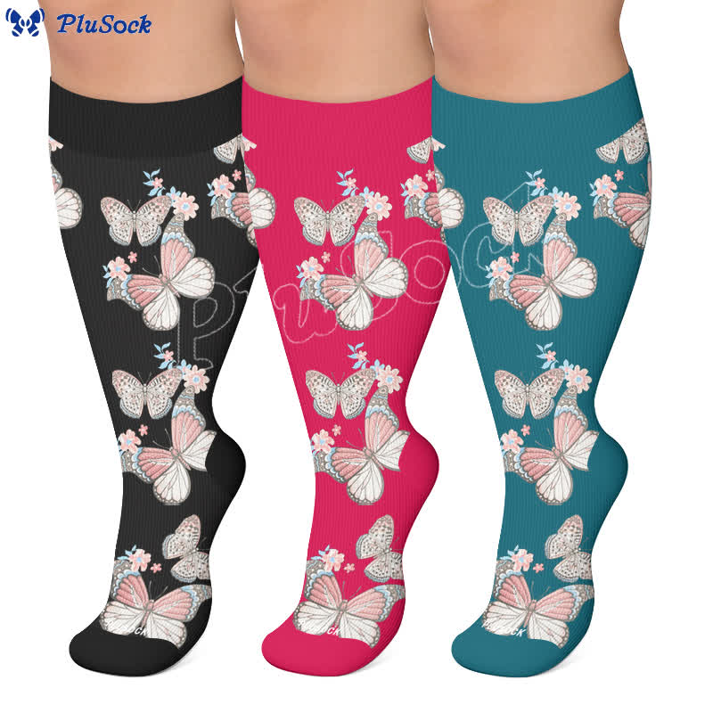 Plus Size Floral Flutter Compression Socks - image 0