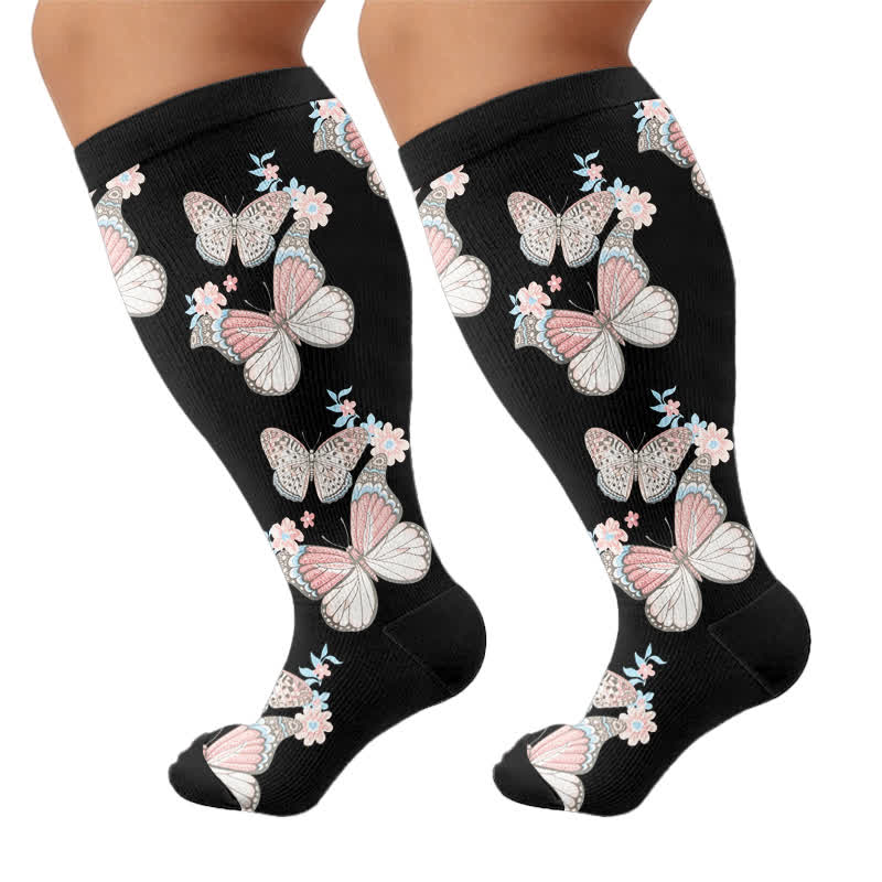 Plus Size Floral Flutter Compression Socks - image 8