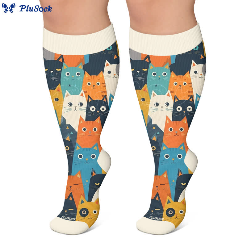 Plus Size Cartoon Cat Dog Compression Socks - image 5