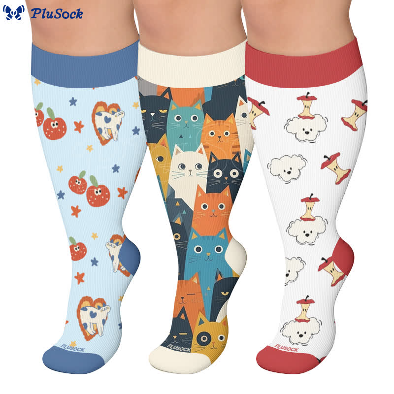 Plus Size Cartoon Cat Dog Compression Socks - image 0