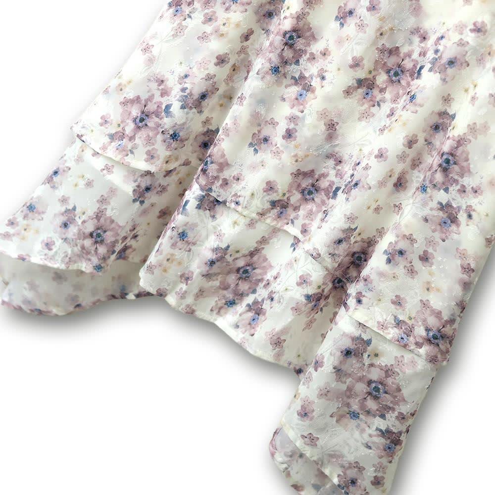Plus Size Square Neck Puff Contrast Floral Tiered A-line Sundresses - image 4
