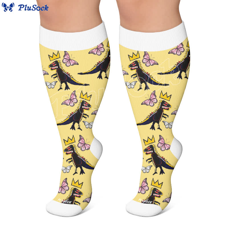 Plus Size Crown Dino Butterfly Compression Socks - image 5