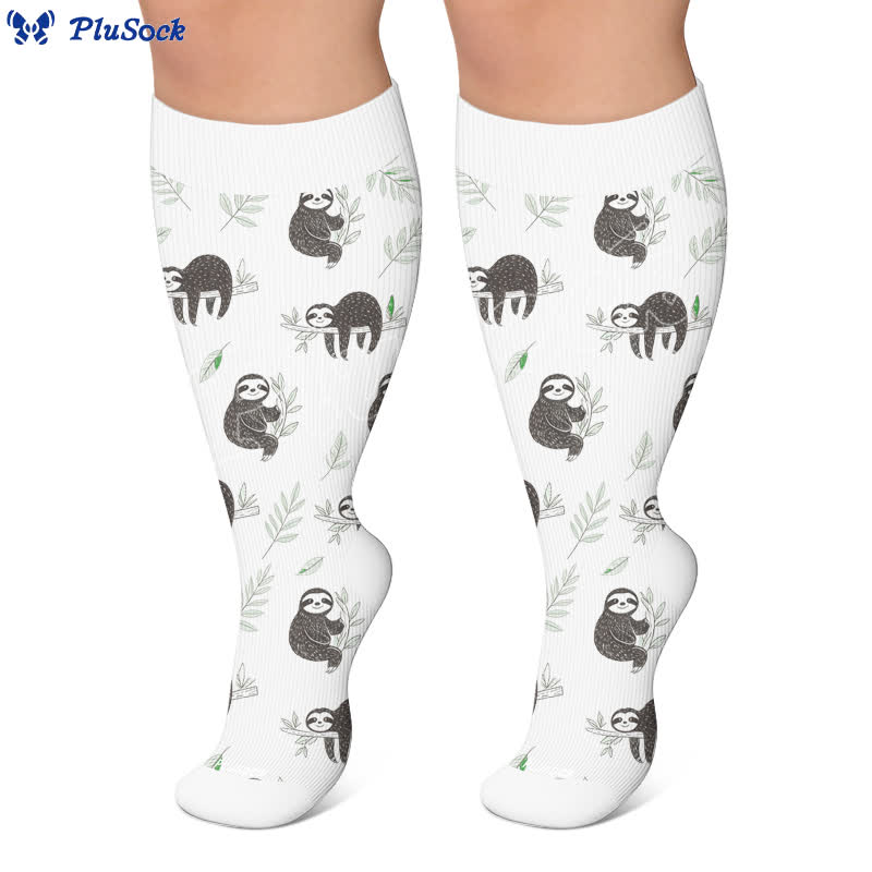 Plus Size Botanical Sloth Compression Socks - image 6