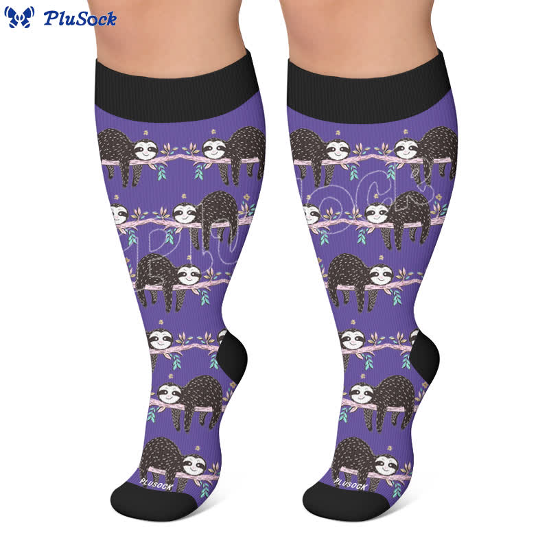 Plus Size Botanical Sloth Compression Socks - image 4
