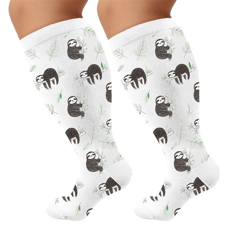 Plus Size Botanical Sloth Compression Socks - image 10