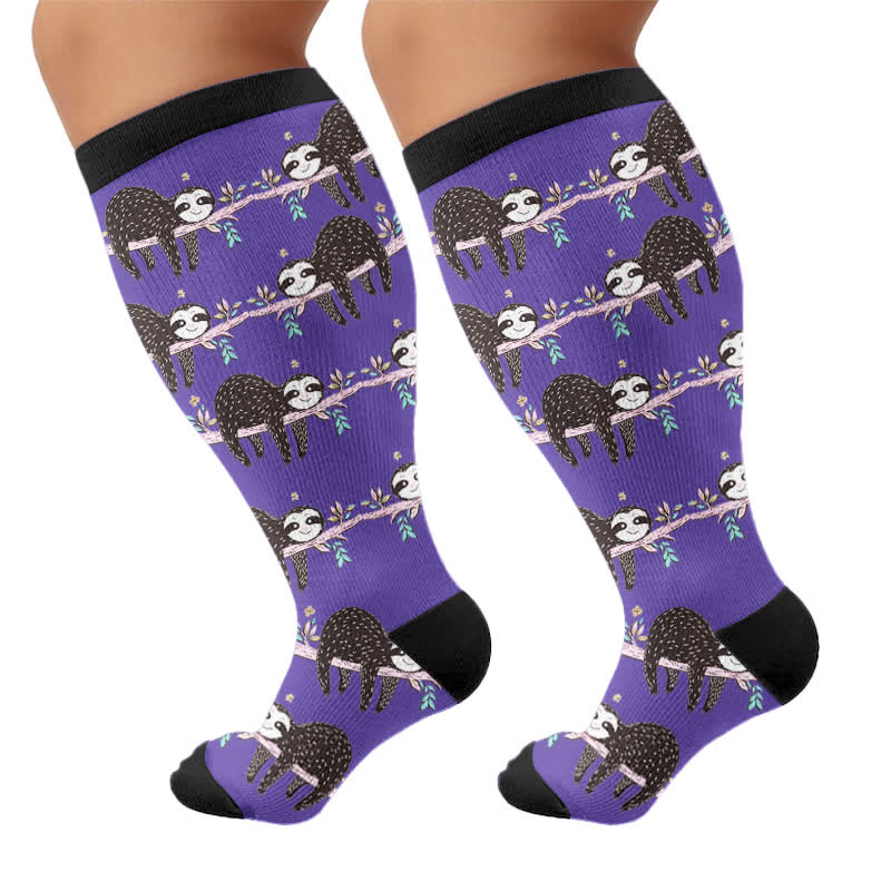 Plus Size Botanical Sloth Compression Socks - image 8